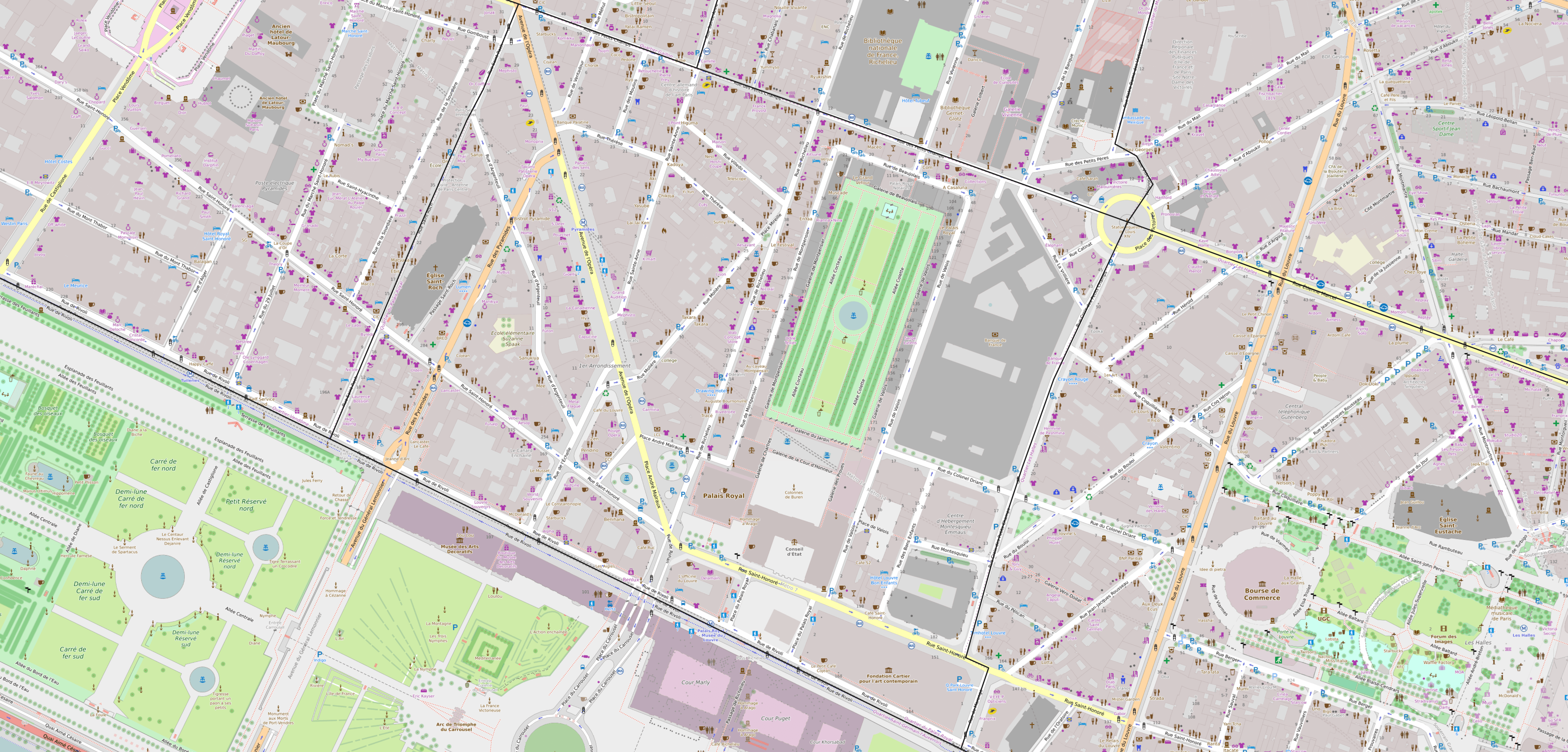 Carte du quartier du Palais-Royal Carte quartier Palais-Royal