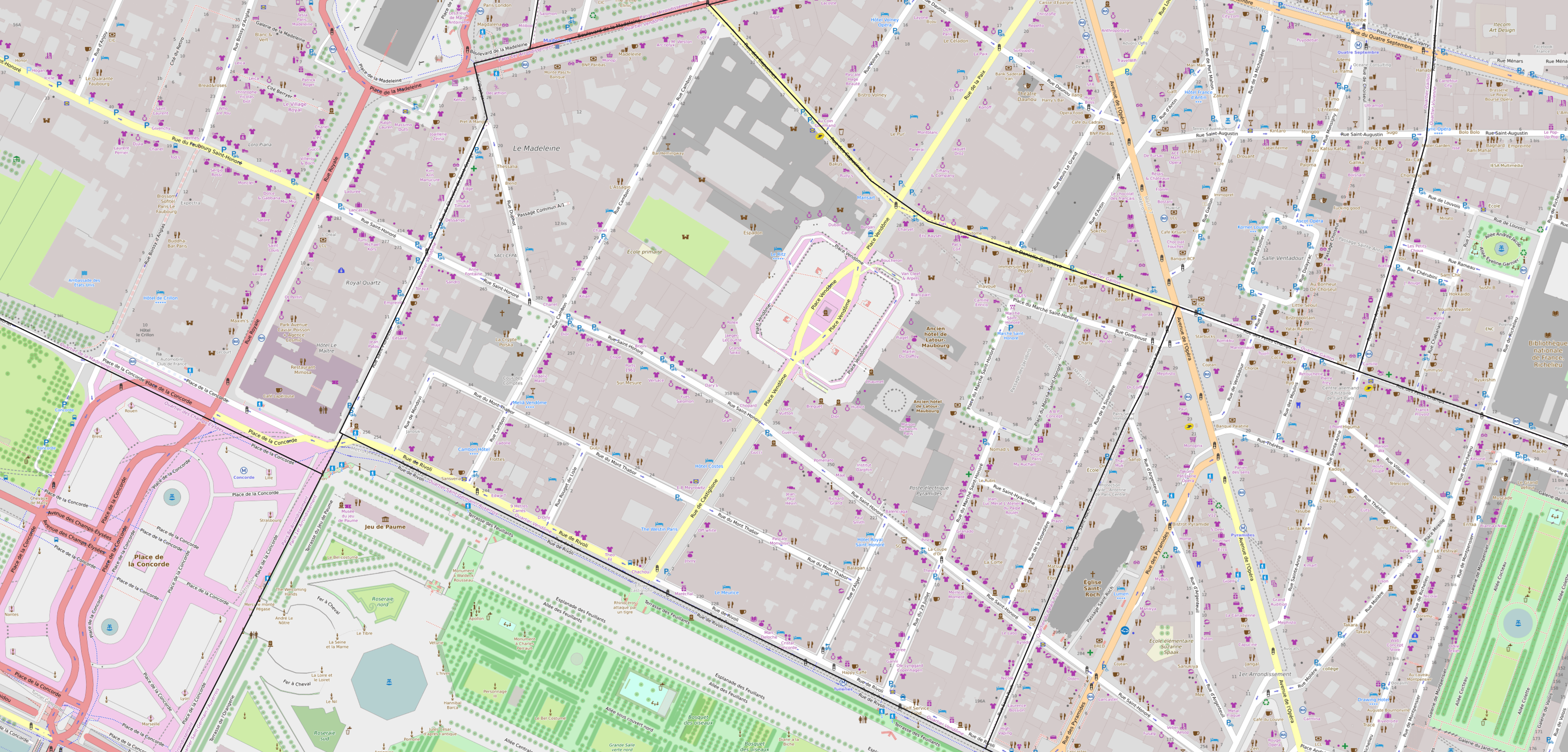 Carte du quartier de la Place-Vendôme Carte quartier Place-Vendôme