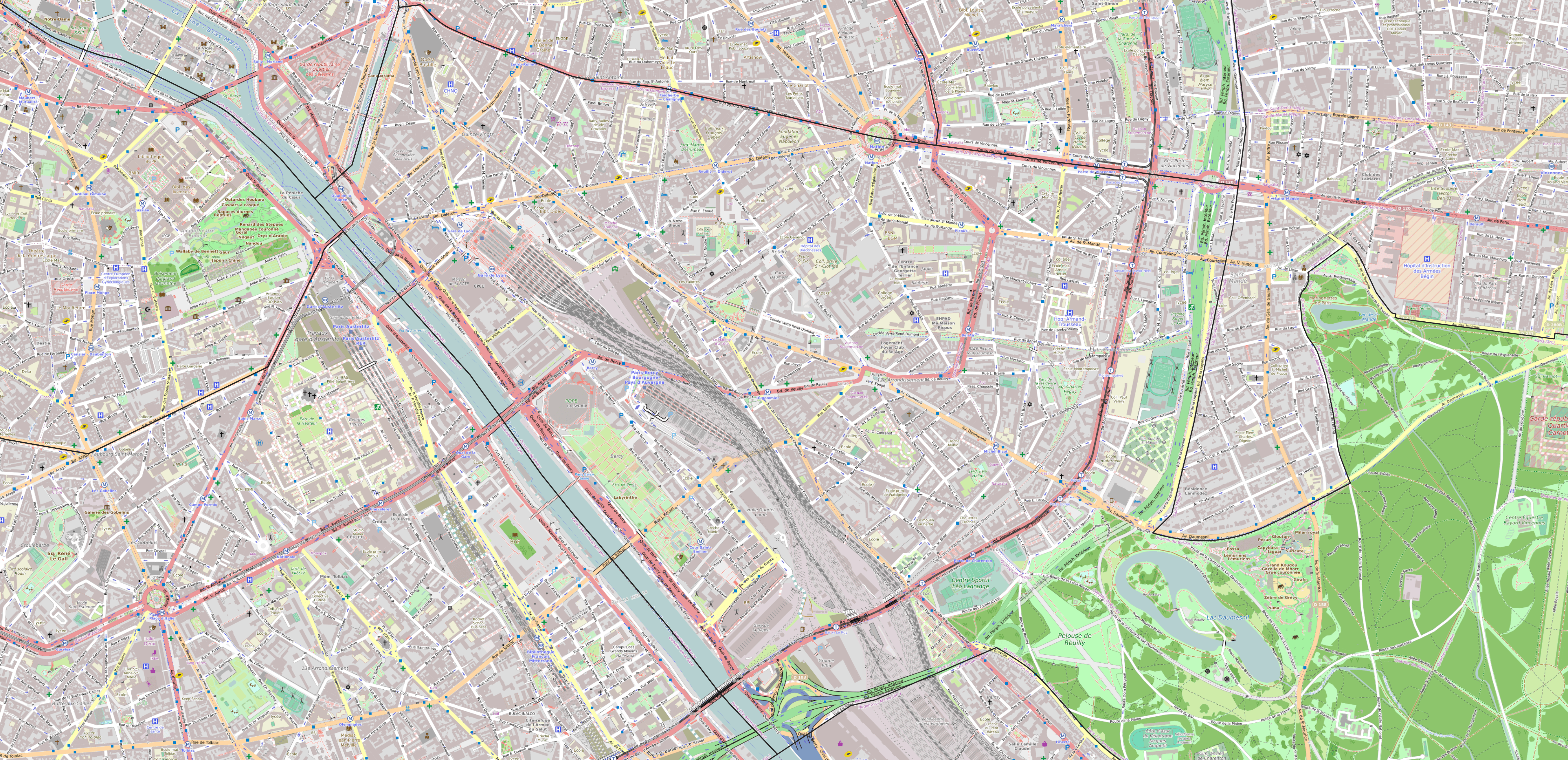 Carte du 12ème arrondissement de Paris 12ème arrondissement