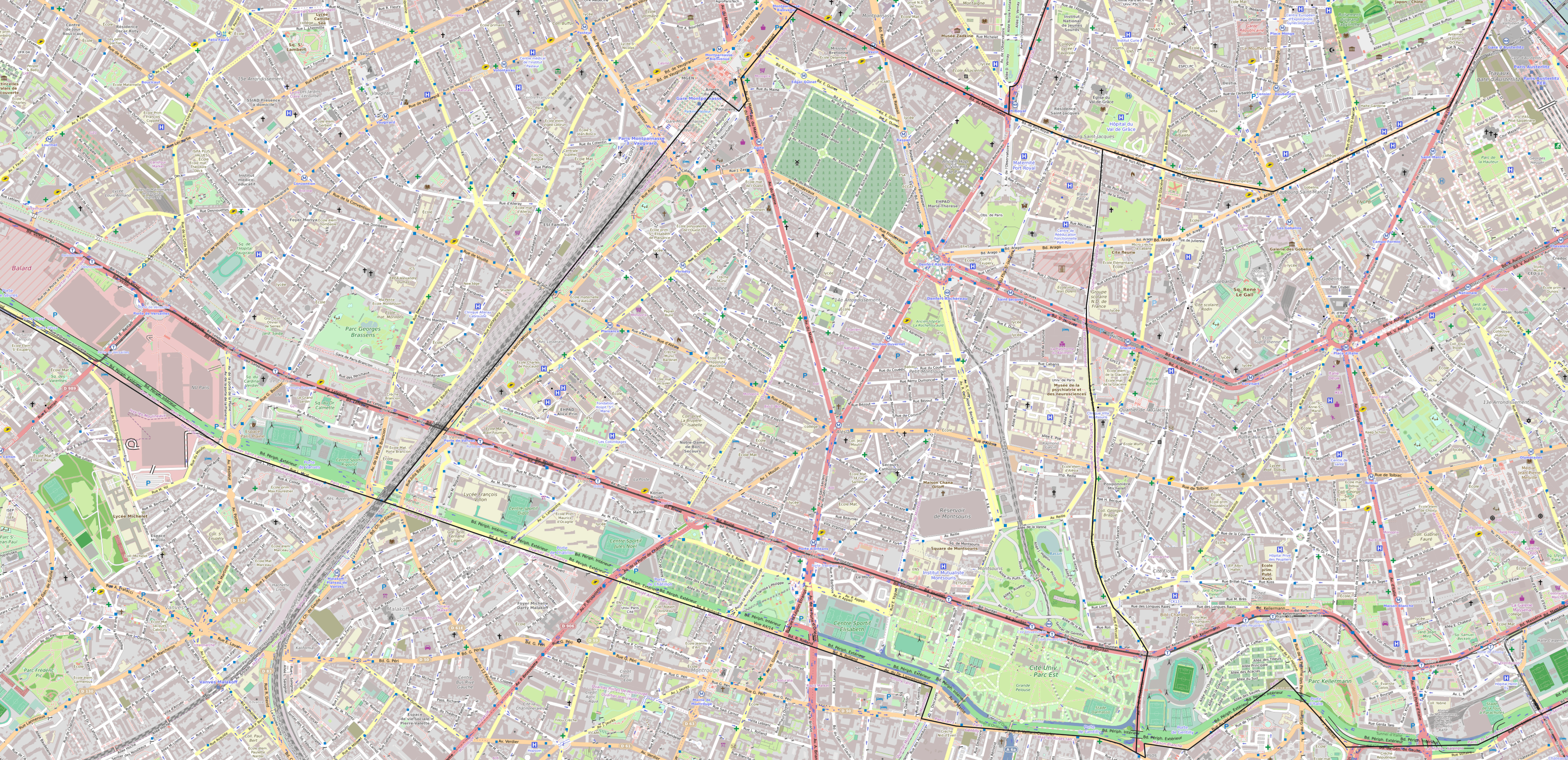 Carte du 14ème arrondissement de Paris 14ème arrondissement