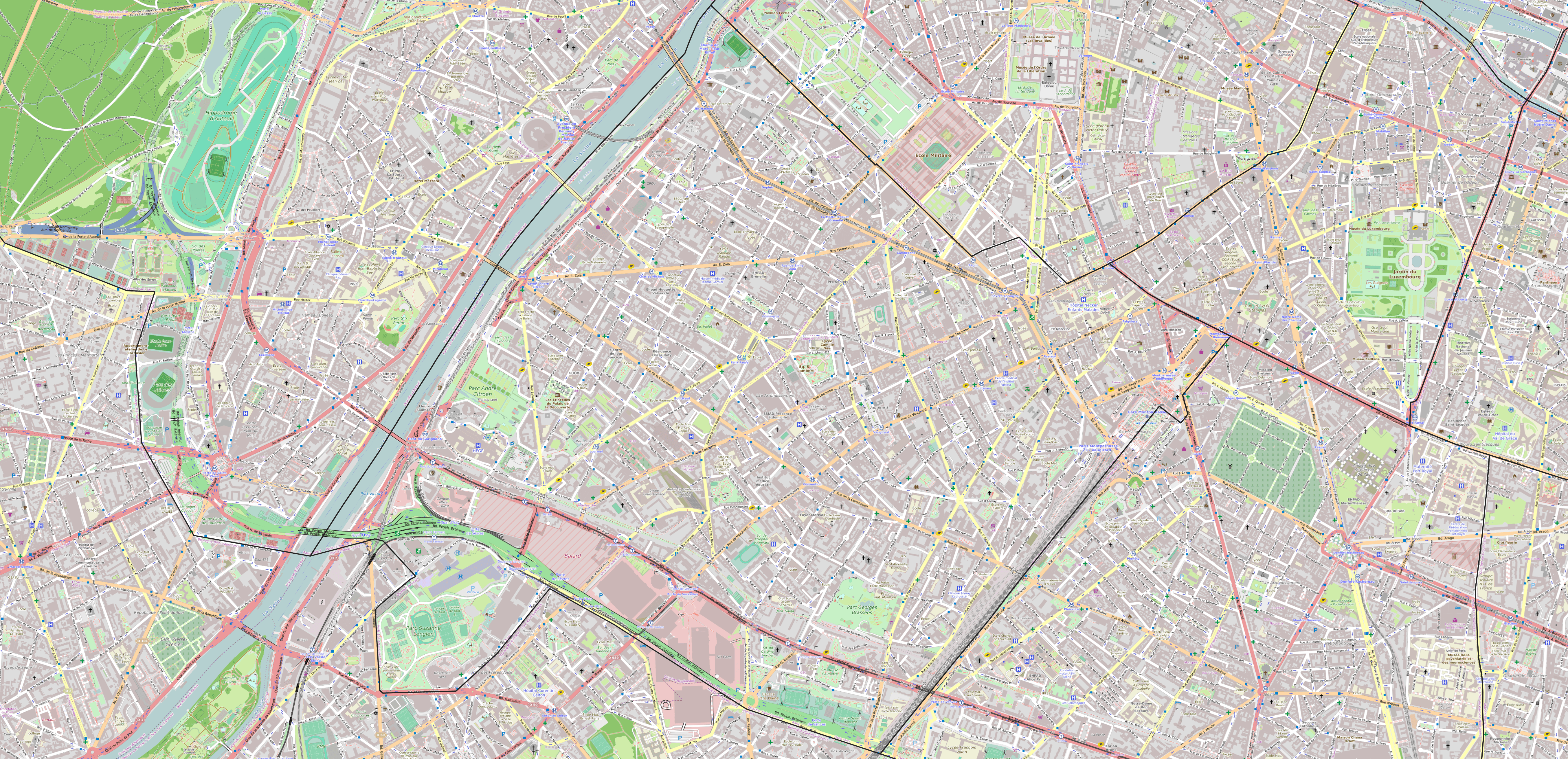 Carte du 15ème arrondissement de Paris 15ème arrondissement