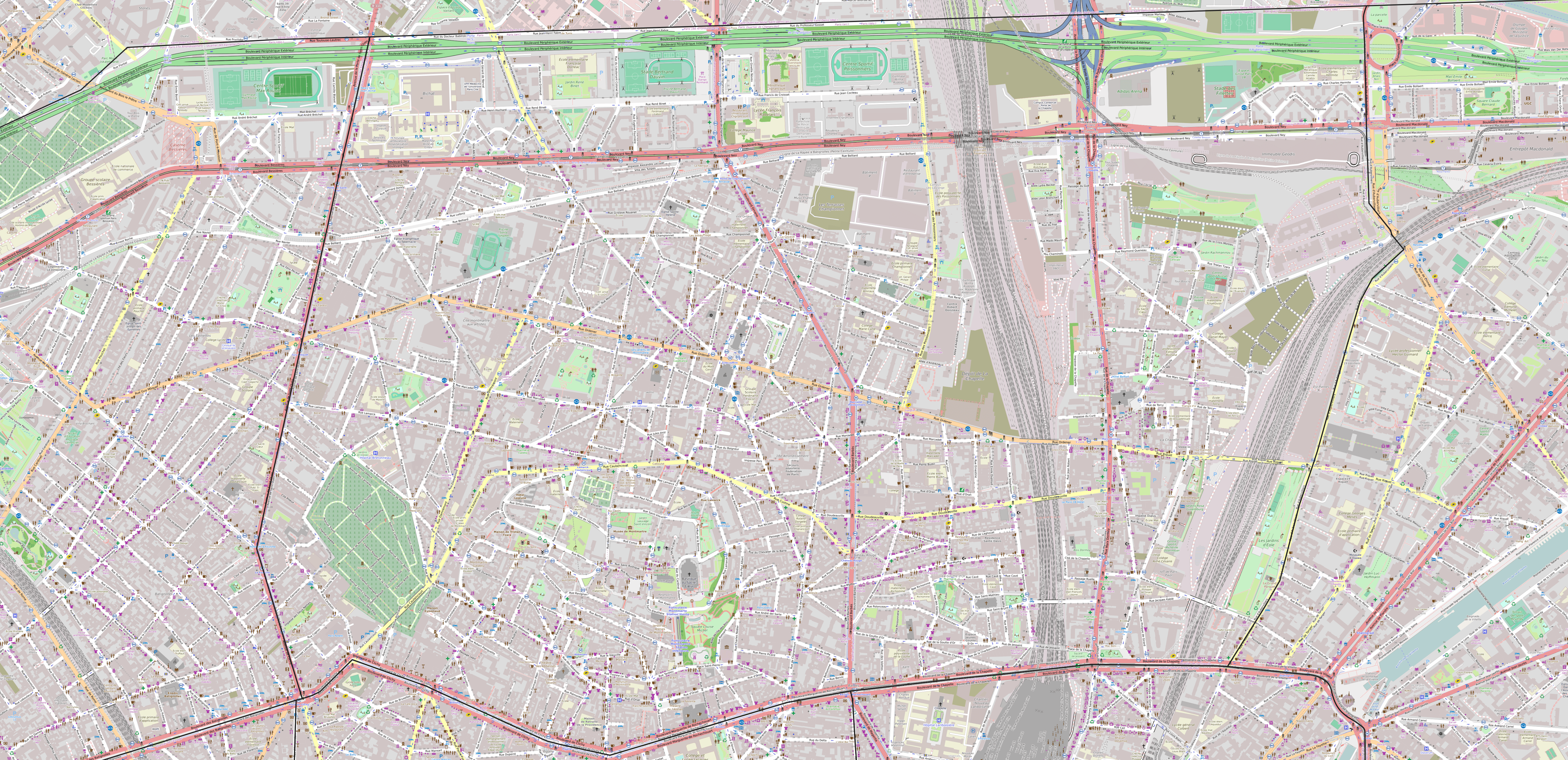 Carte du 18ème arrondissement de Paris 18ème arrondissement