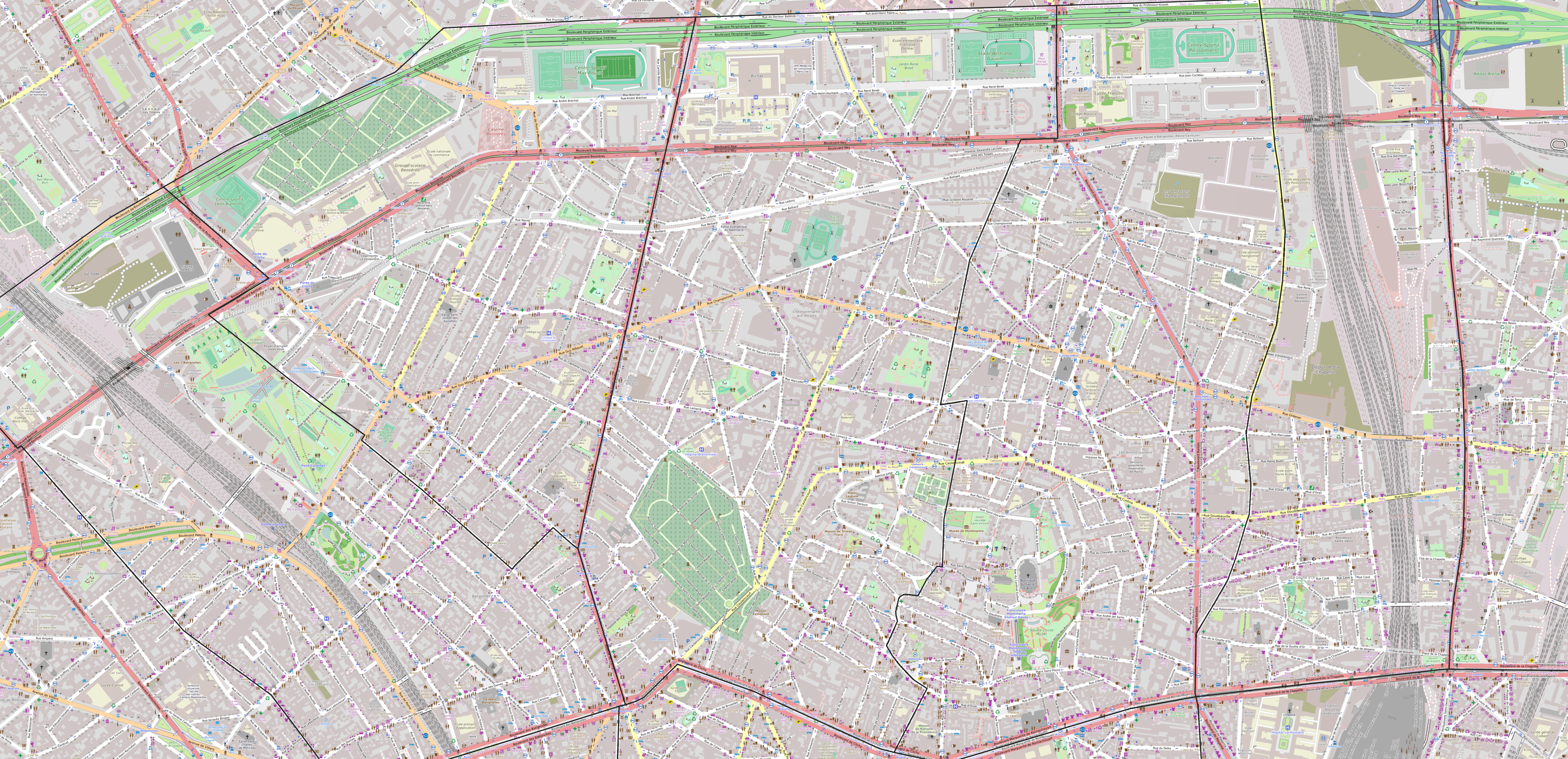Carte du quartier des Grandes-Carrières Carte quartier Grandes-Carrières