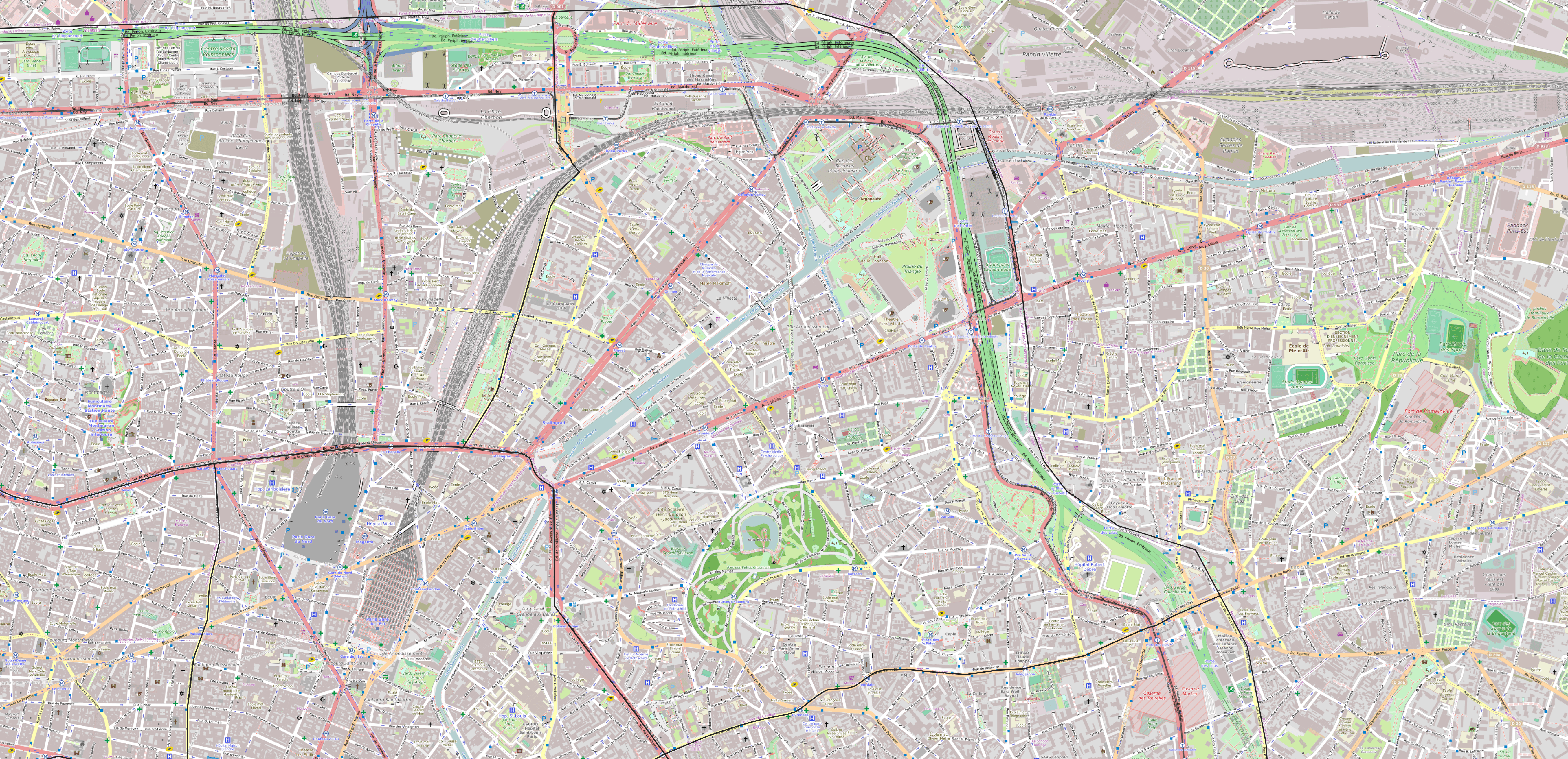 Carte du 19ème arrondissement de Paris 19ème arrondissement