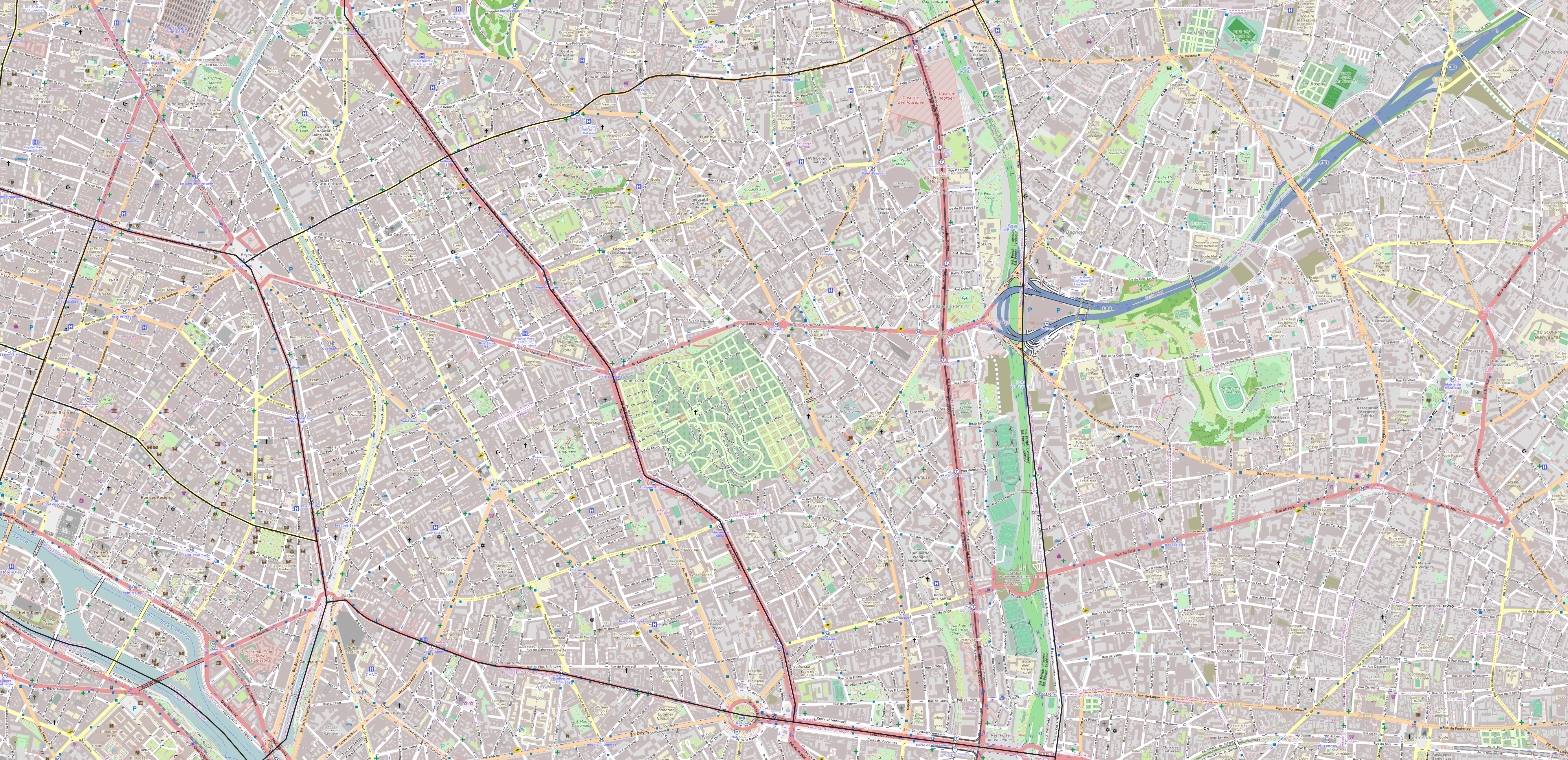 Carte du 20ème arrondissement de Paris 20ème arrondissement