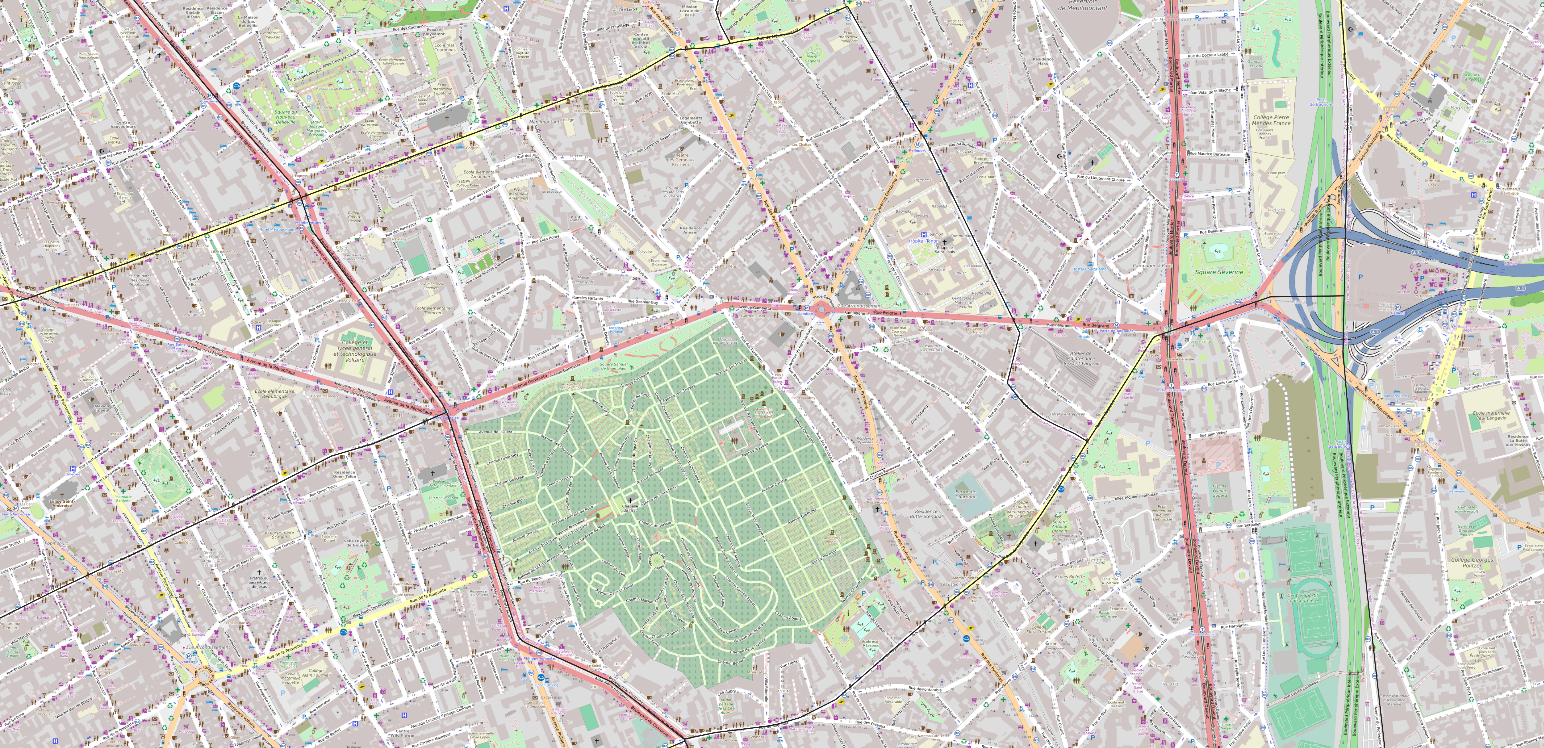 Carte du quartier du Père-Lachaise Carte quartier Père-Lachaise
