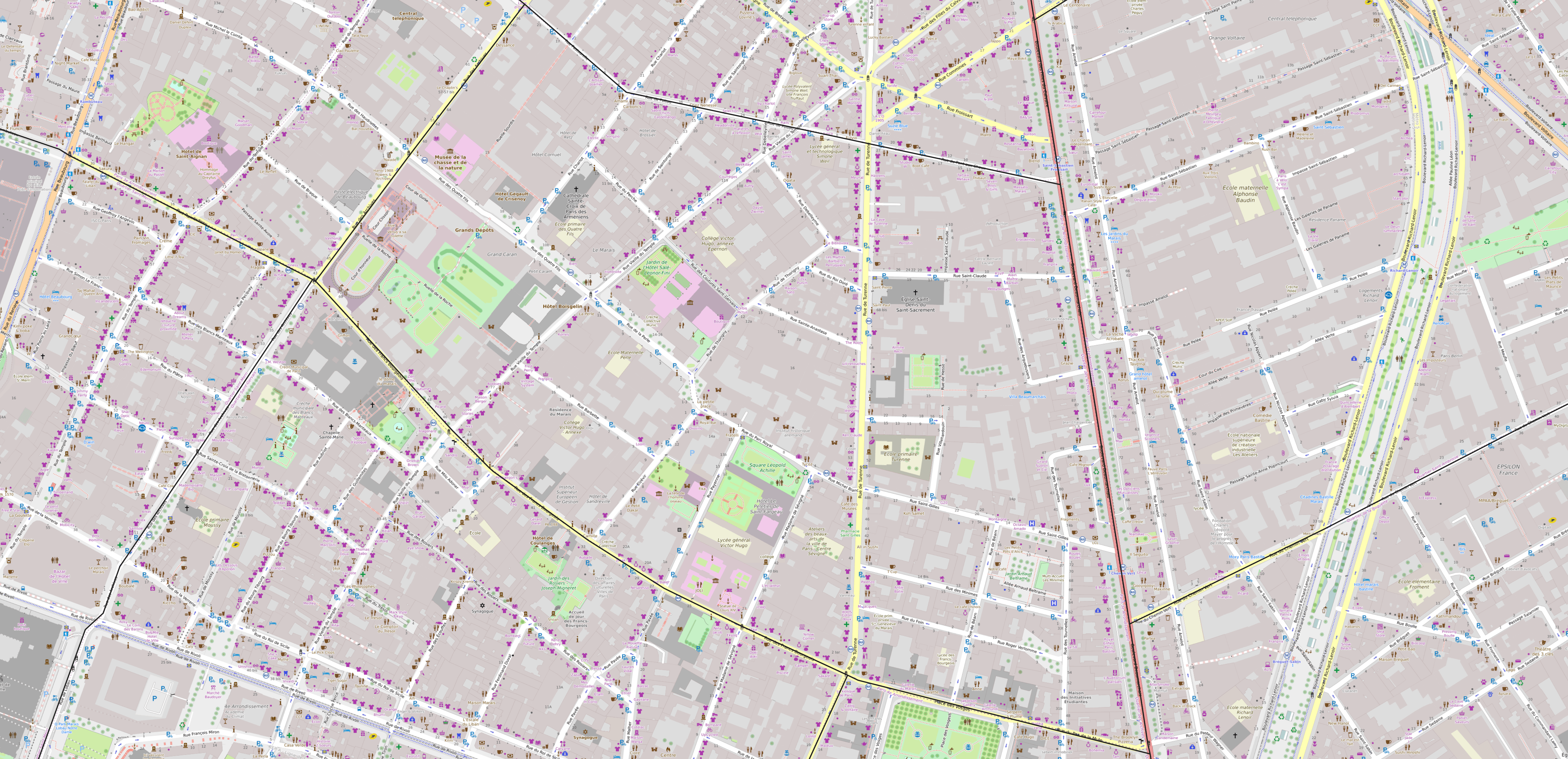Carte du quartier des Archives Carte quartier Archives