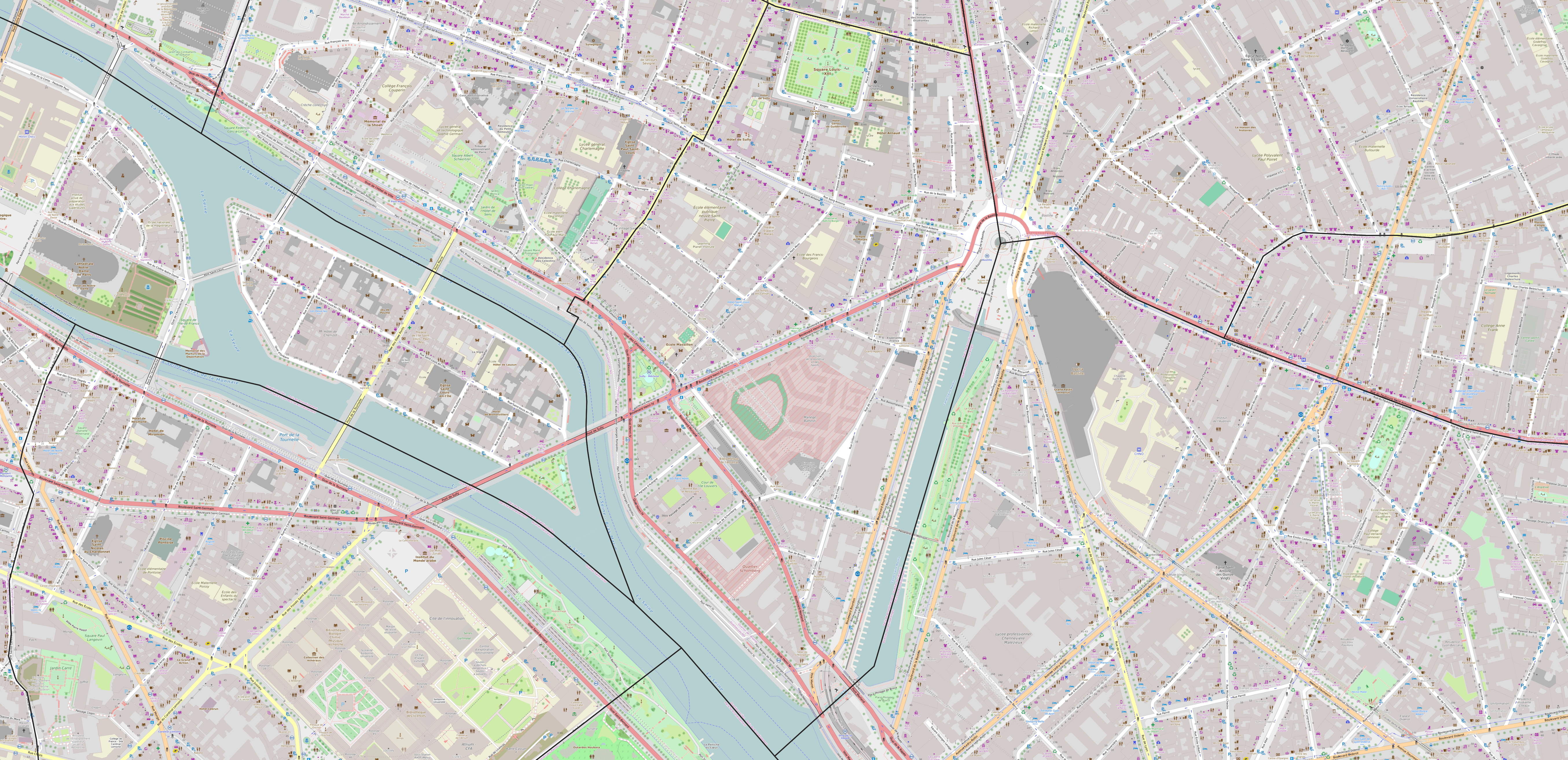 Carte du quartier de l'Arsenal Carte quartier de l'Arsenal