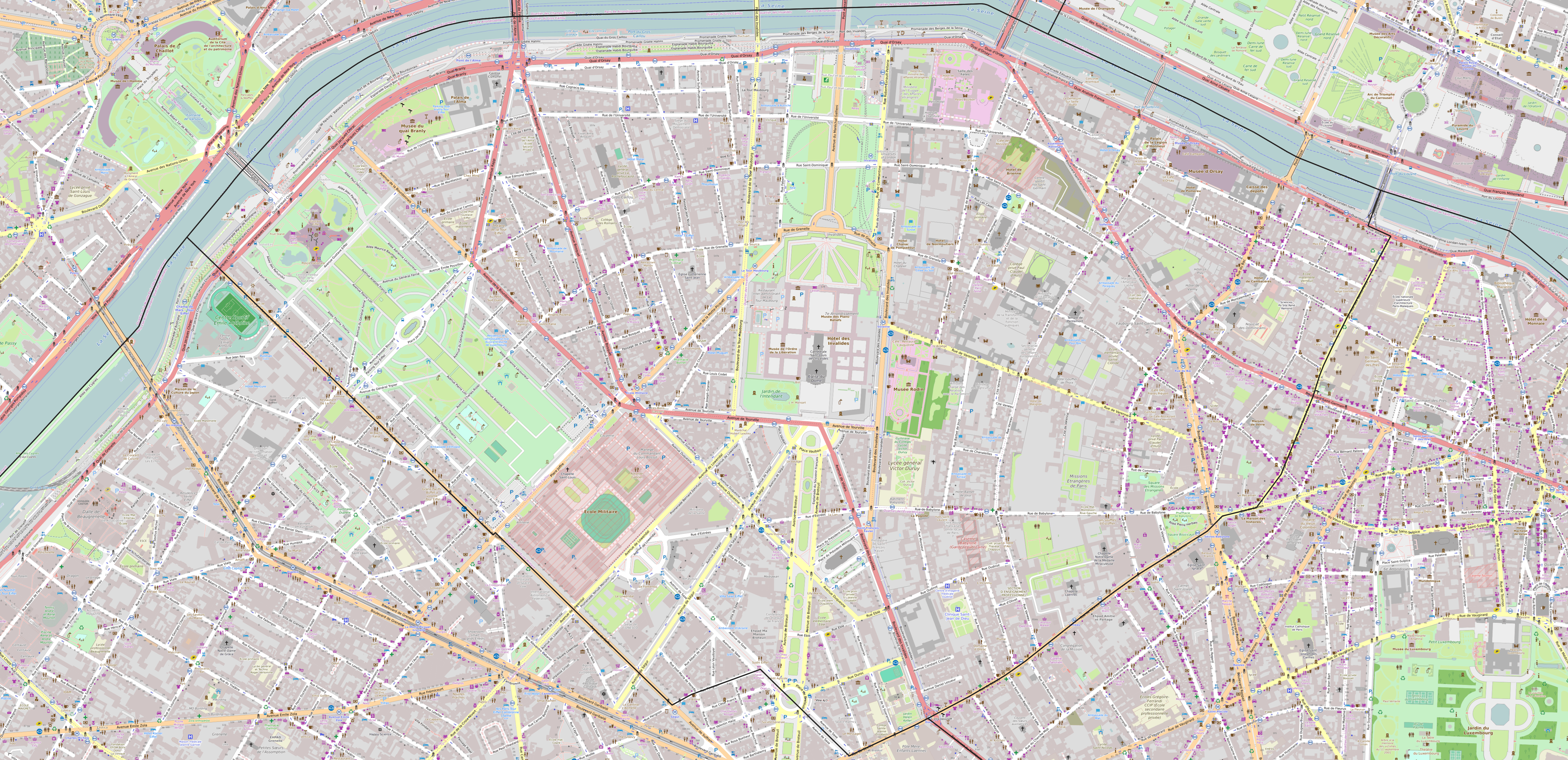 Carte du 7ème arrondissement de Paris 7ème arrondissement
