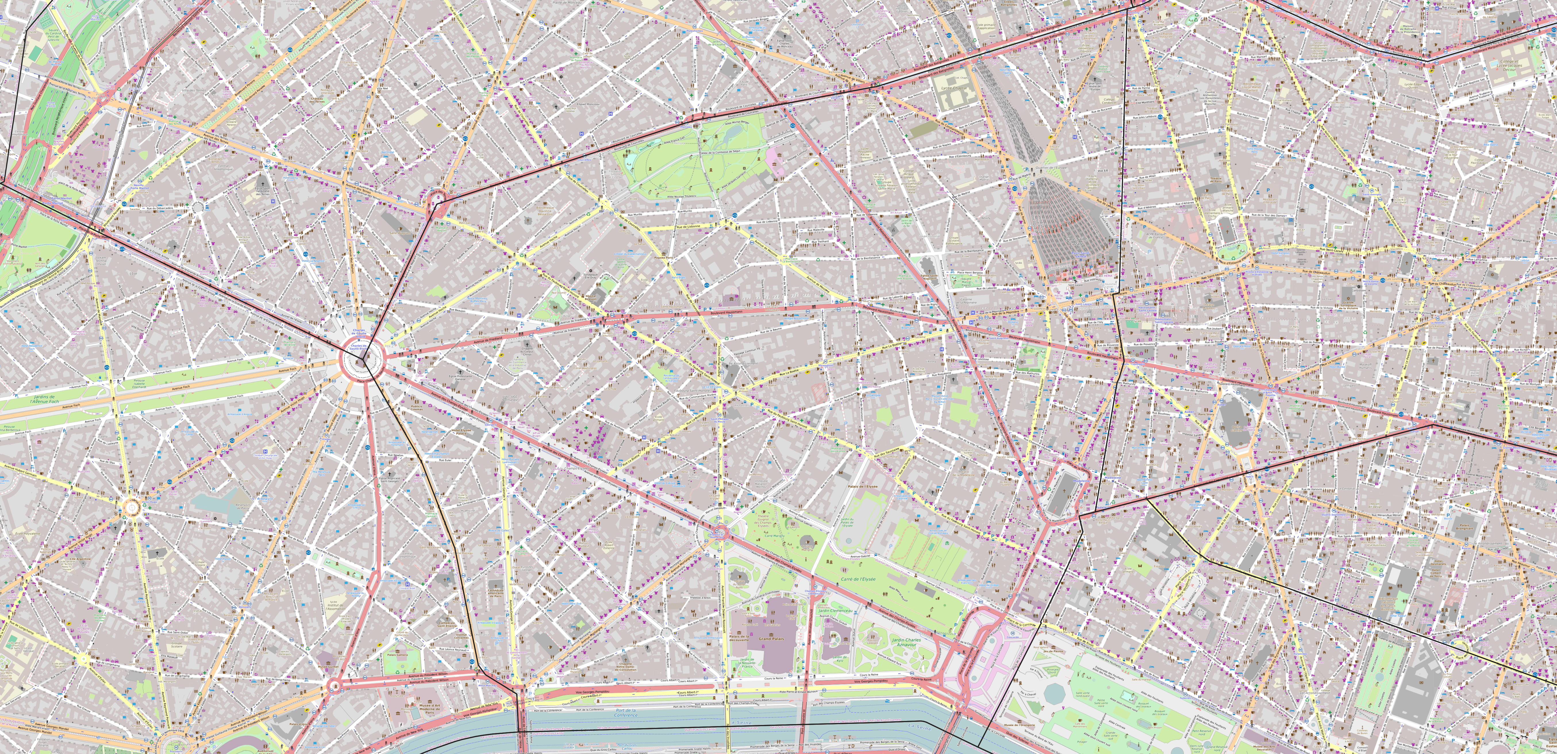 Carte du 8ème arrondissement de Paris 8ème arrondissement