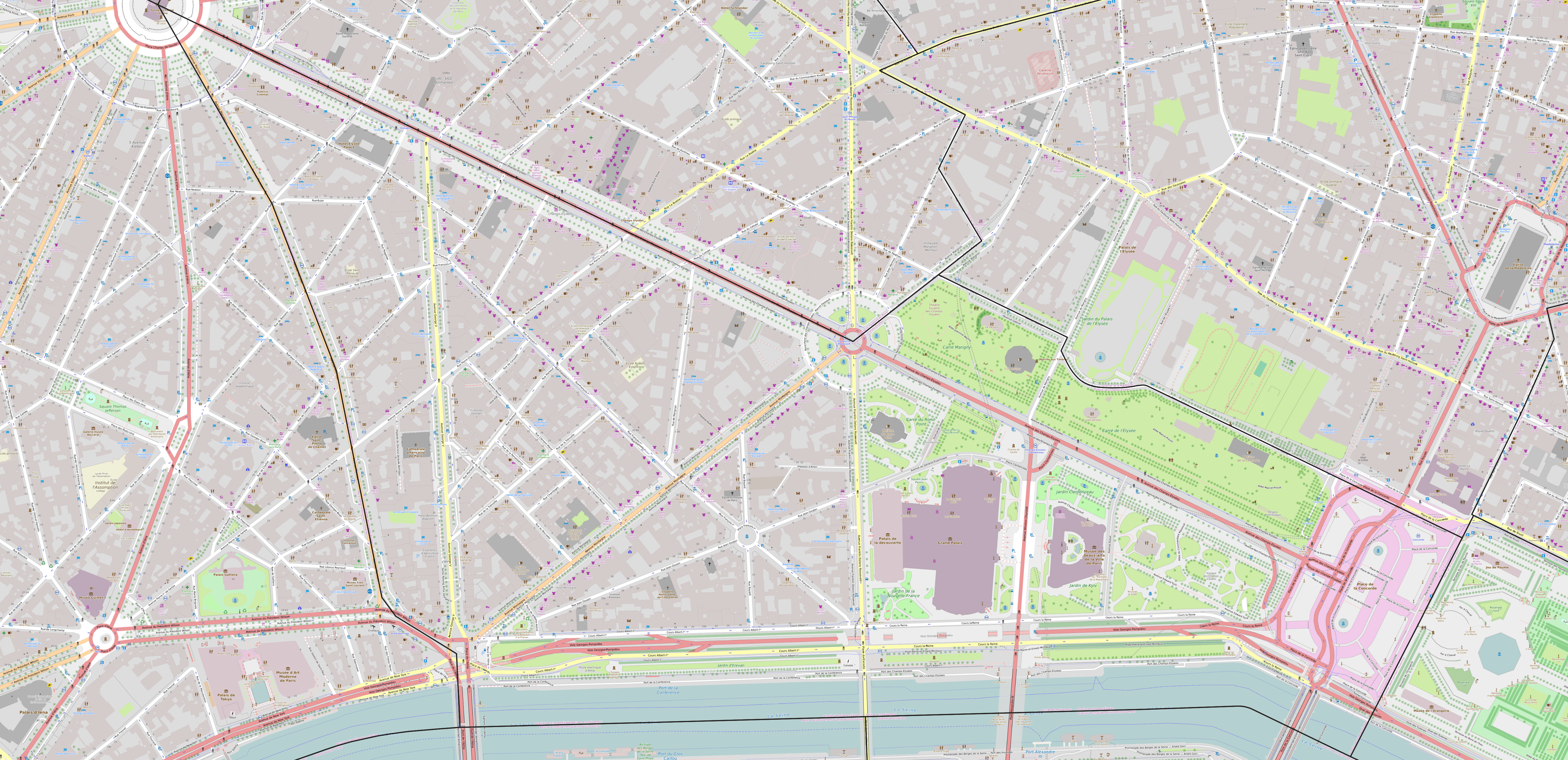 Carte du quartier des Champs-Élysées Carte des Champs-Élysées