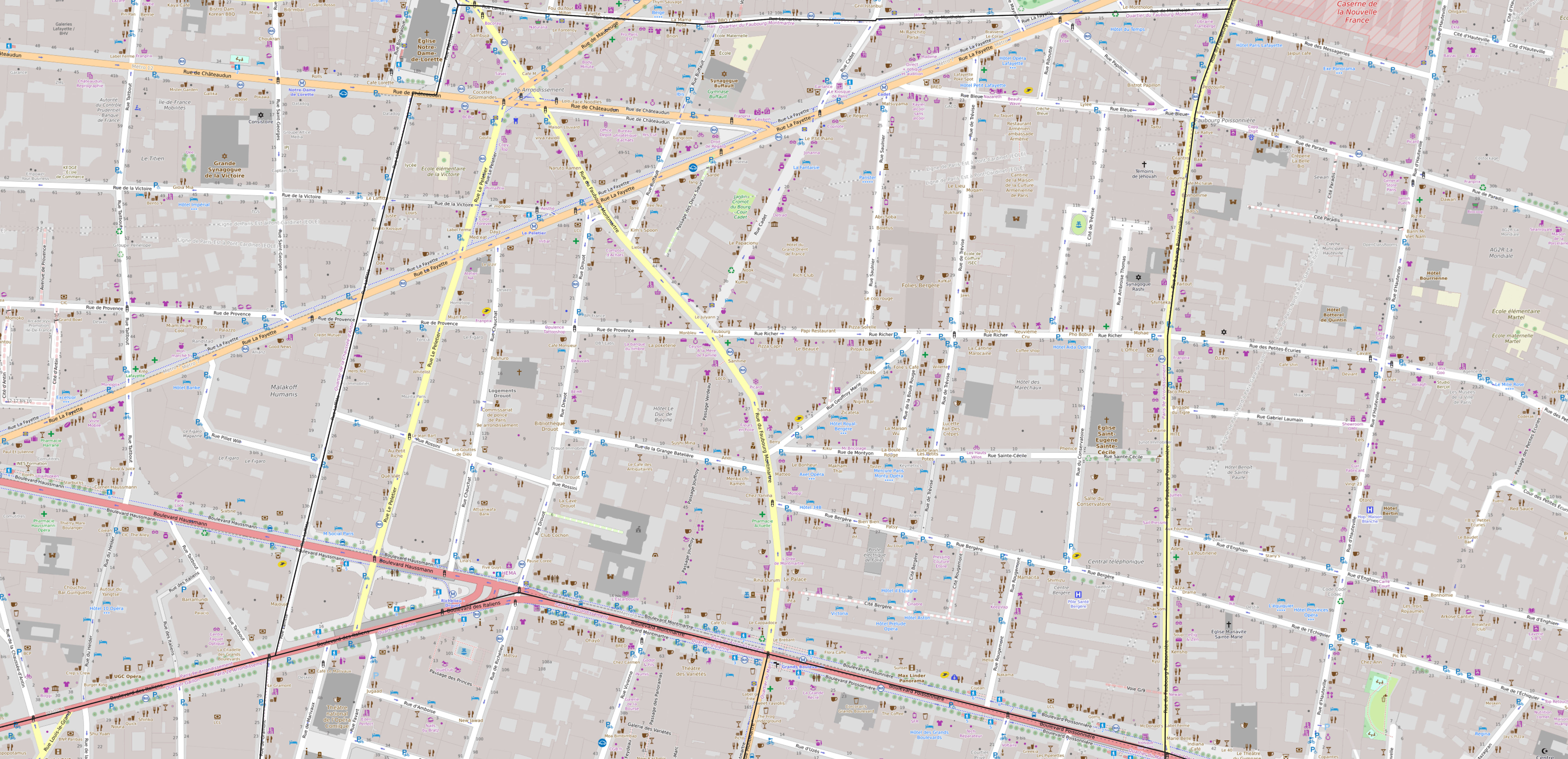 Carte du quartier du Faubourg-Montmartre Carte Faubourg-Montmartre