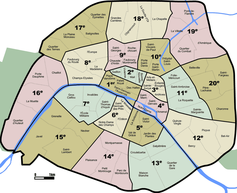 Carte administrative de Paris Carte administrative de Paris