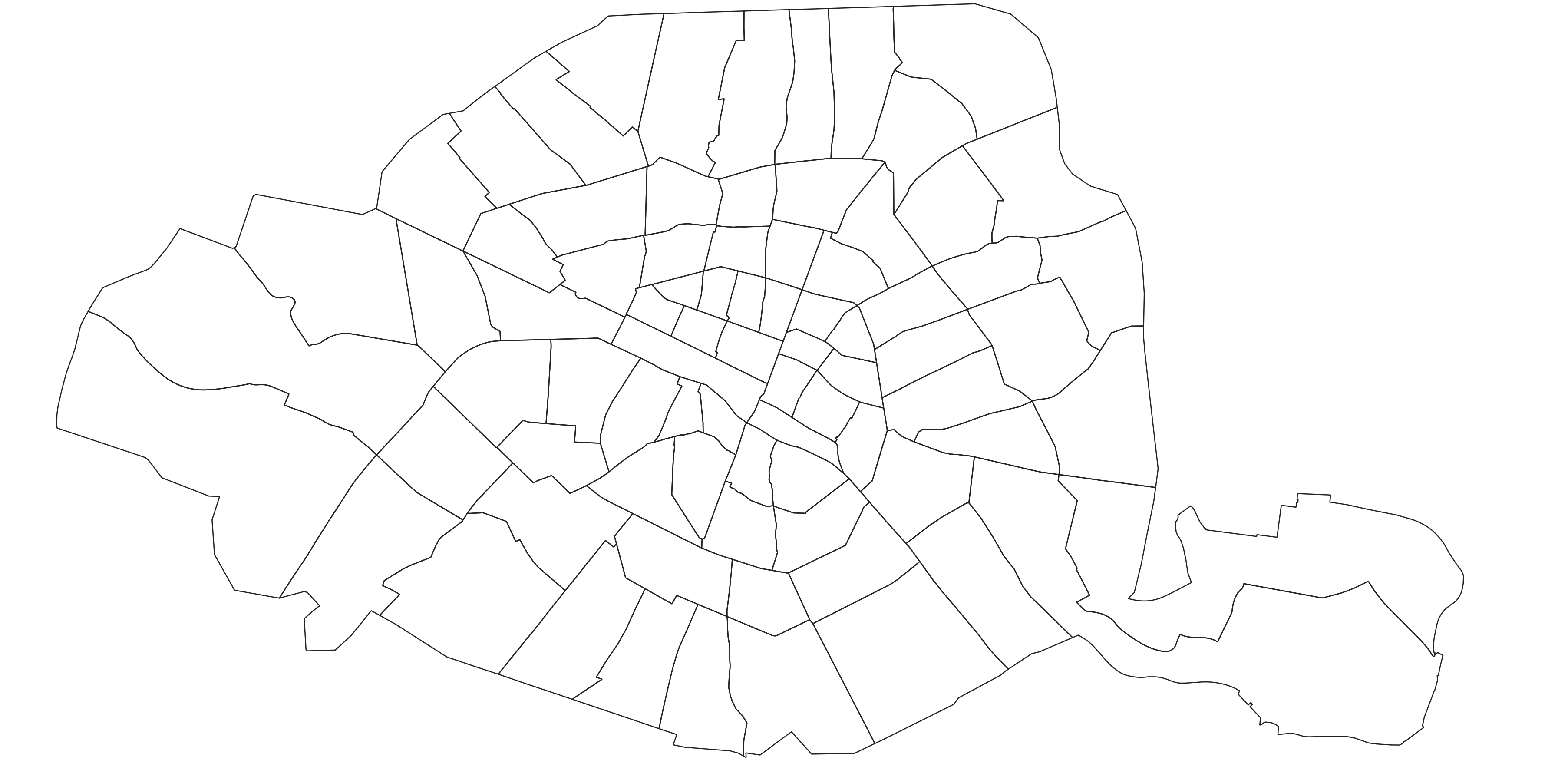 Fond de carte de Paris avec les quartiers Fond quartiers Paris